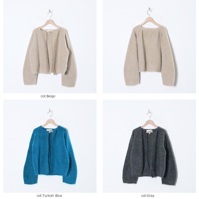 unfil (アンフィル) stretch superkid mohair short cardigan / ストレッチスーパーキッドモヘアショート カーディガン