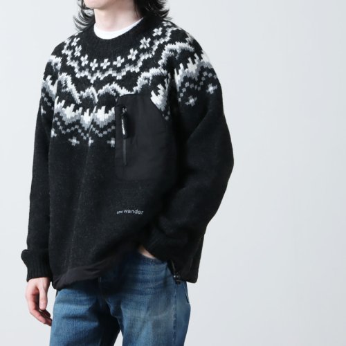 and wander (アンドワンダー) lopi knit sweater for Men / ロピニットセーター メンズ