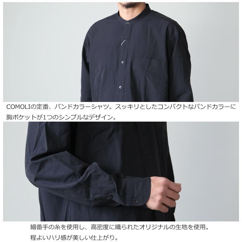 ご注意ください 【18aw/希少品】comoli バンドカラーシャツ sax サイズ