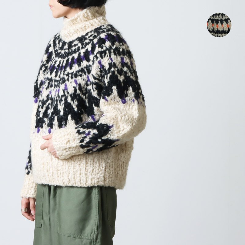 unfil (アンフィル) cashmere blend hand-knit sweater / カシミヤ ...