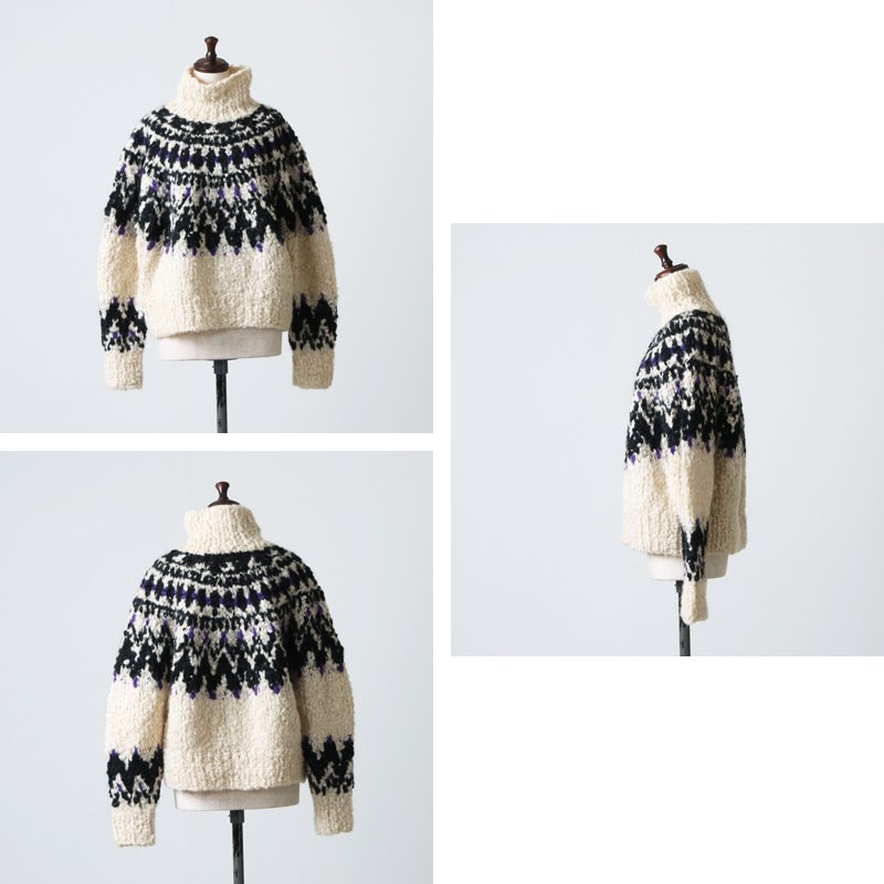 unfil (アンフィル) cashmere blend hand-knit sweater / カシミヤブレンドハンドニットセーター