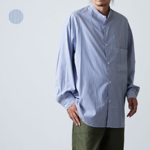 Graphpaper (グラフペーパー) Broad Stripe L/S Oversized Band Collar Shirt / ブロードストライプロングスリーブオーバーサイズバンドカラーシャツ
