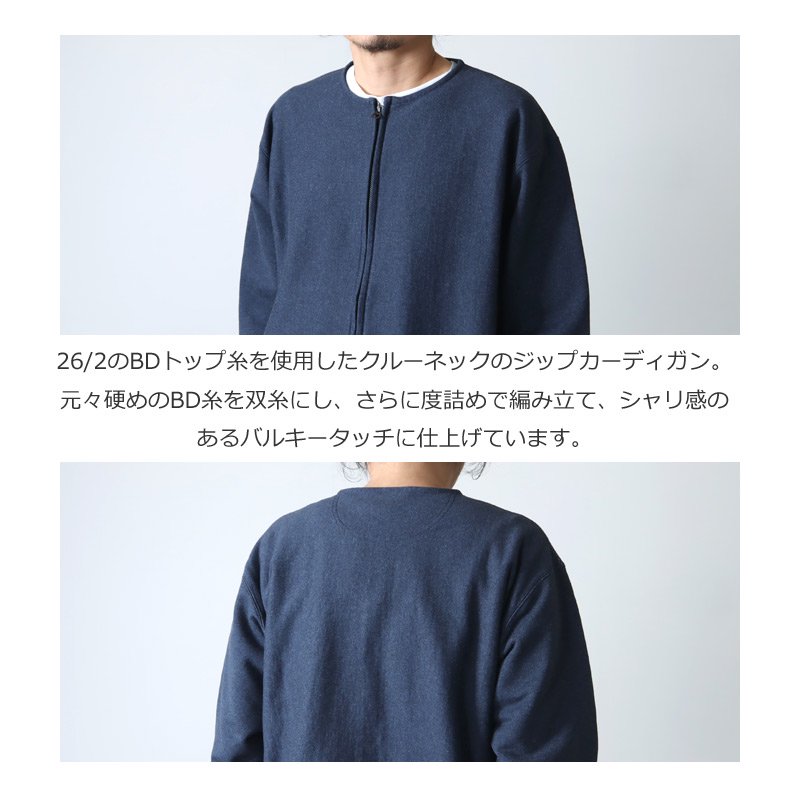 A VONTADE (ア ボンタージ) Reverse Crew Zip Cardigan / リバース