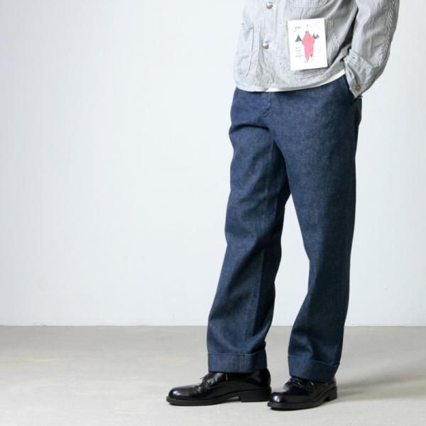 FUJITO フジト　ストレートデニム【32】ブルー インディゴ　牛革　日本製 FUJITO (フジト) Wide Slacks Indigo / ワイドスラックス インディゴ