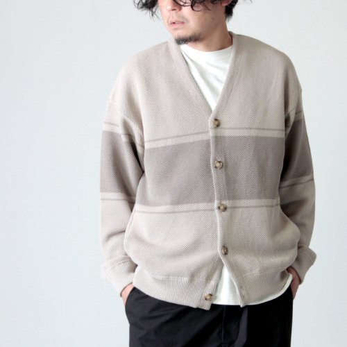 crepuscule (クレプスキュール) border moss stitch V/N cardigan