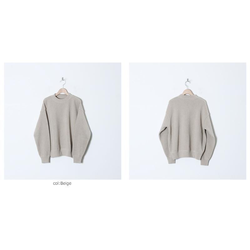 crepuscule [ Moss stitch Moc Neck L/S sweat ] BLACK×WHITE