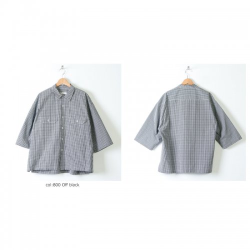 unfil (アンフィル) washed cotton gingham open collar work shirt / ウォッシュドコットンギンガム オープンカラーワークシャツ