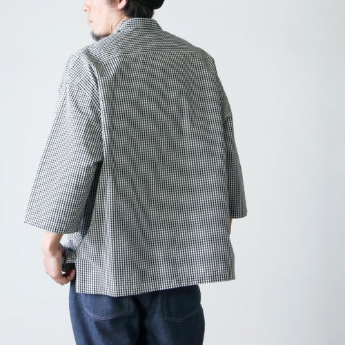 unfil (アンフィル) washed cotton gingham open collar work shirt / ウォッシュドコットンギンガム オープンカラーワークシャツ