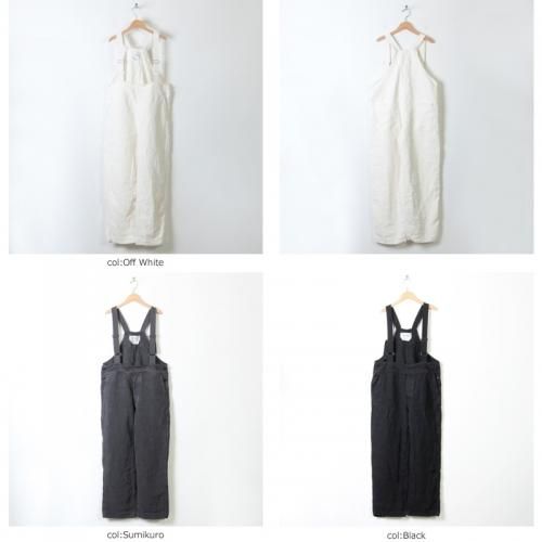 【美品】veritecoeur ヘビーキャンバス　リネン　サロペット　黒 美品】veritecoeur ヘビーキャンバス リネン サロペット 黒