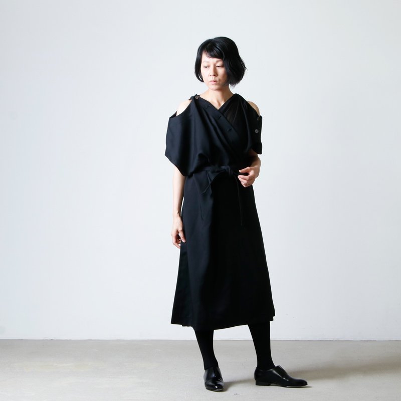 beautiful people (ビューティフルピープル) viscosewool gabardin raglan split dress /  ヴィスコースウールギャバ人ラグランスリットドレス