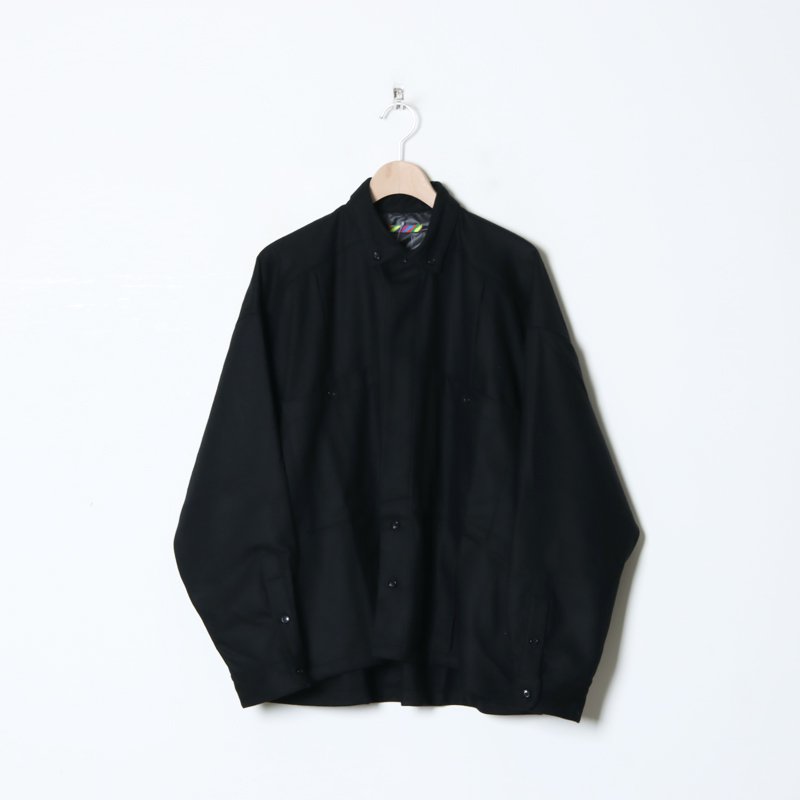 is-ness (イズネス) WOOL BOX PLEATED SHIRT / ウールボックスプリーツシャツ