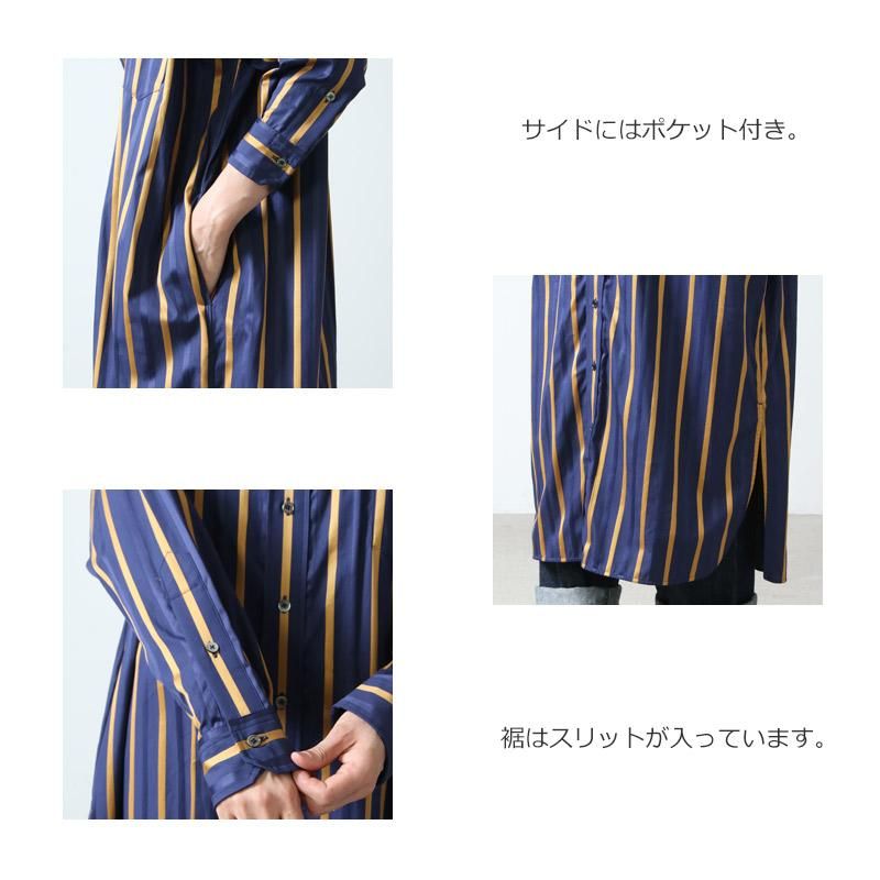 TICCA (ティッカ) ノーカラースクエアビッグロングシャツ