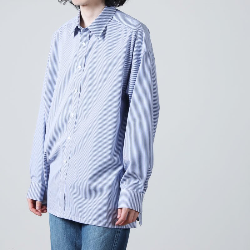 Graphpaper (グラフペーパー) High Count Regular Collar Shirt Blue Stripe /  ハイカウントレギュラーカラーシャツ ブルーストライプ