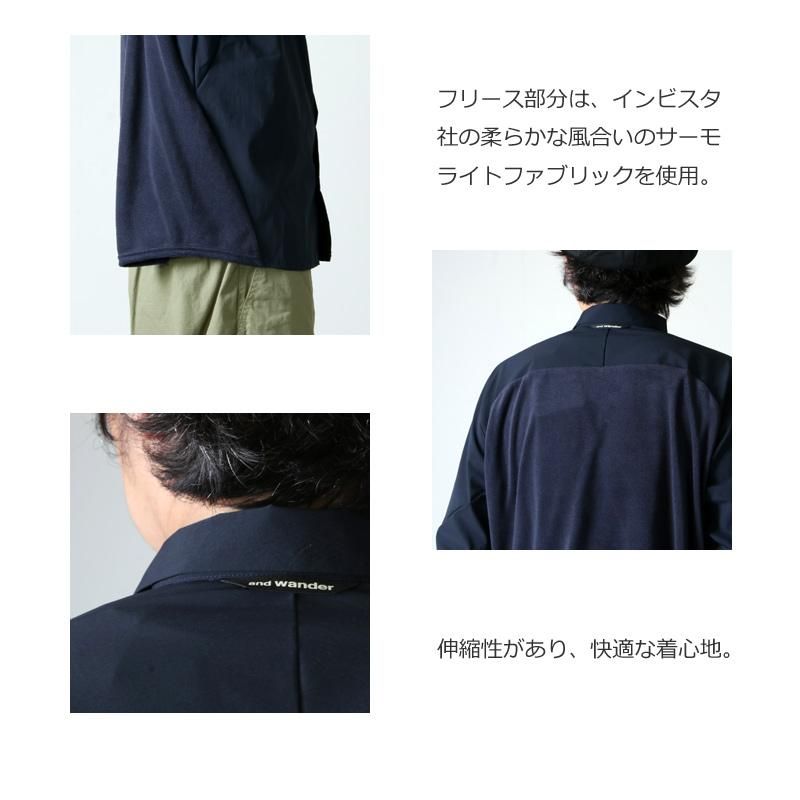 and wander (アンドワンダー) 23 fleece base LS shirt / 23
