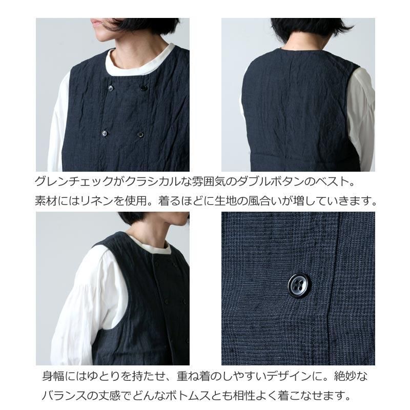 Gauze (ガーゼ) グレンチェック ダブルボタンベスト