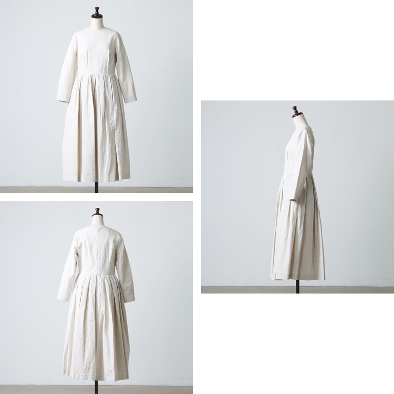 YAECA (ヤエカ) WRITE LONG SLEEVE TUCK DRESS / ライトロングスリーブ