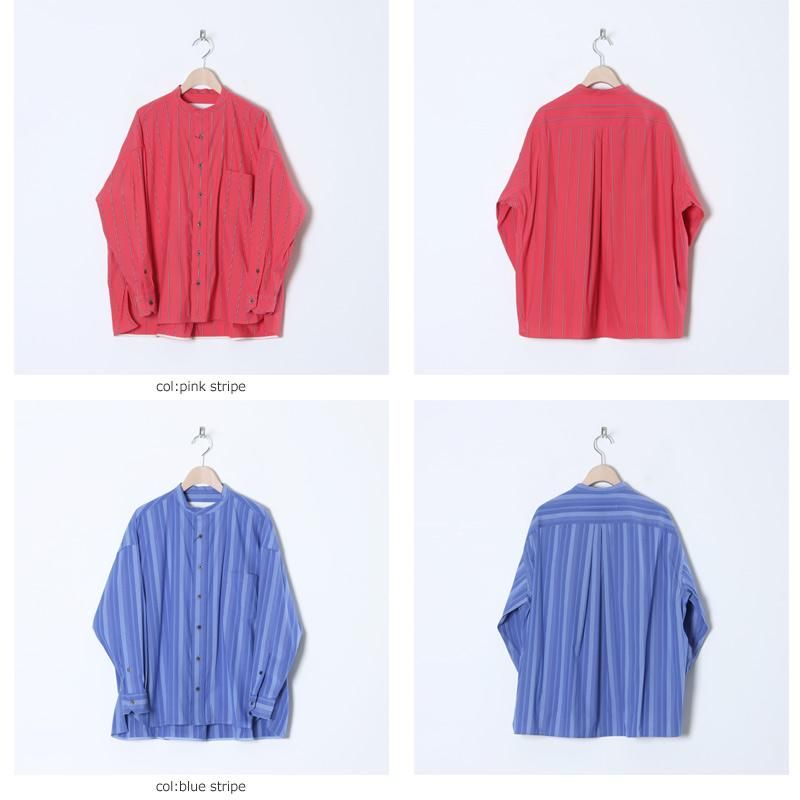 TICCA (ティッカ) ノーカラースクエアビッグシャツ stripe