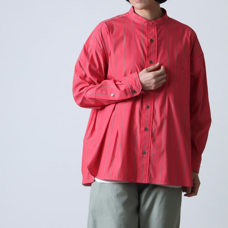 美品✨ティッカ　ソメロス　赤青白　三色ストライプ　ビッグシャツ　フリーサイズ