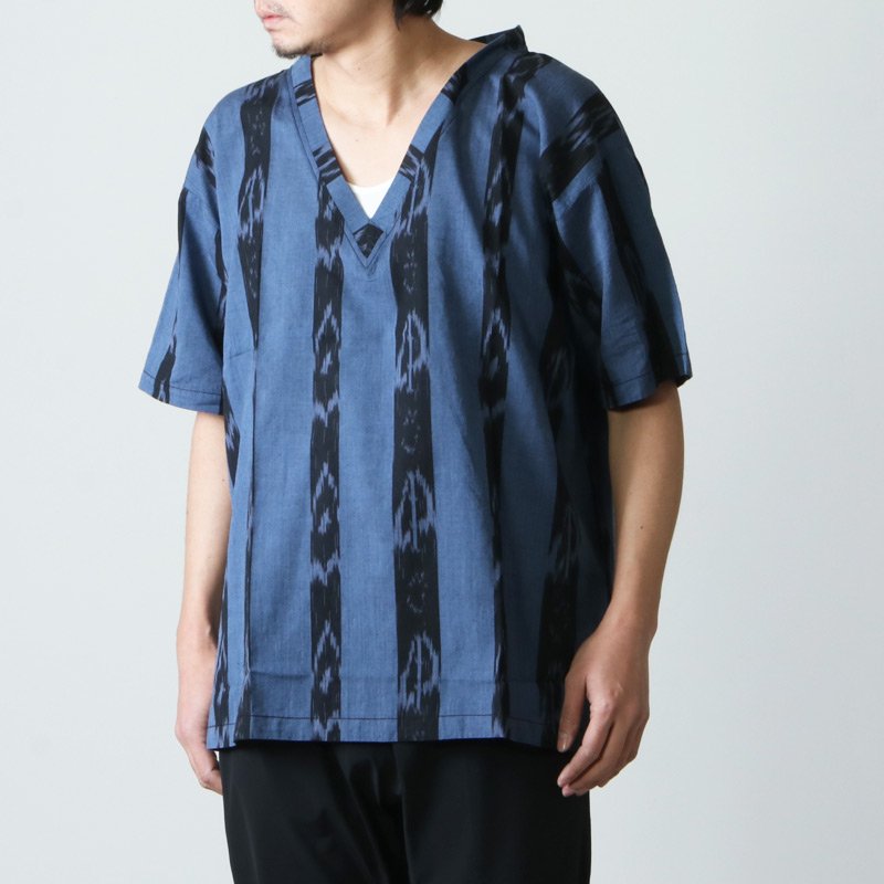 South2 West8 (サウスツーウエストエイト) S/S V Neck Shirt - Ikat Stripe / ショートスリーブVネックシャツ