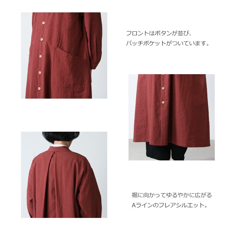 YAECA (ヤエカ) WRITE WORK SHIRT DRESS LINEN COTTON / ライトワークシャツドレスリネンコットン