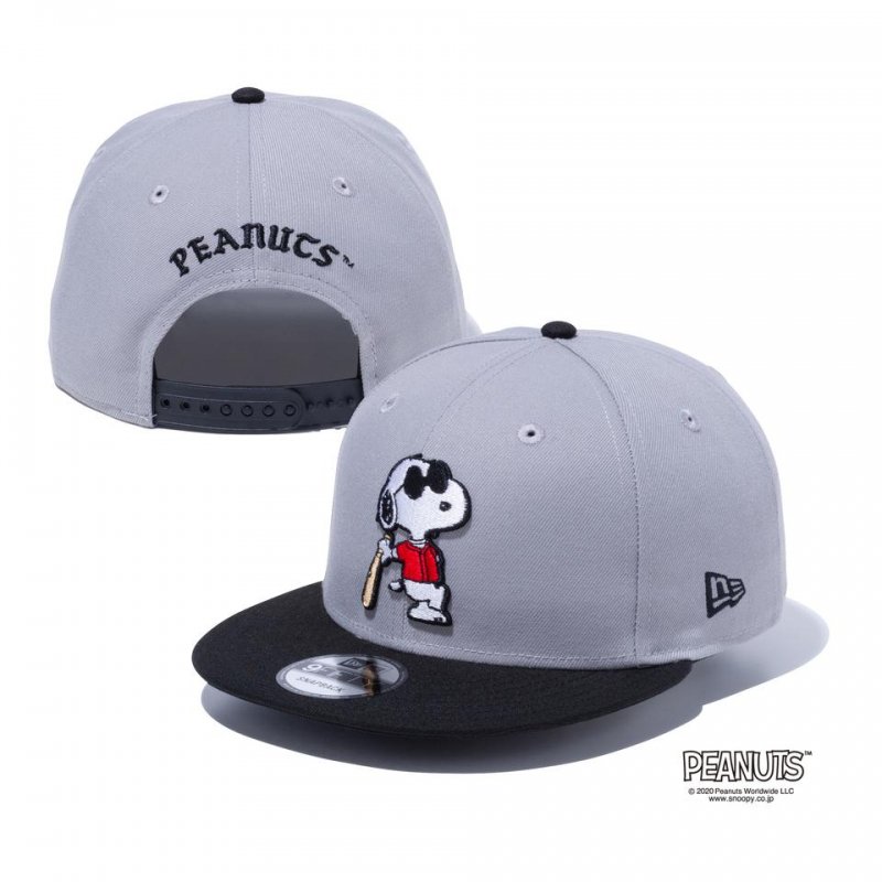 New Era ニューエラ 950 Peanuts Joecool Gry Blk Ofc 9fifty ピーナッツ ジョー クール グレー ブラックバイザー