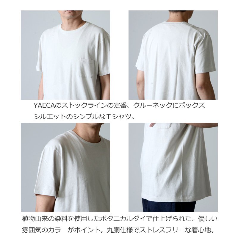 70072● YAECA 丸胴クルーネックTシャツ S ネイビー ポケ ポケット