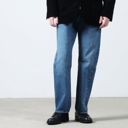 CIOTA () Straight 5 Pocket PantsReal IndigoMedium Dark Blue Damage / ӥ13.5ozȥ졼ɥǥ˥