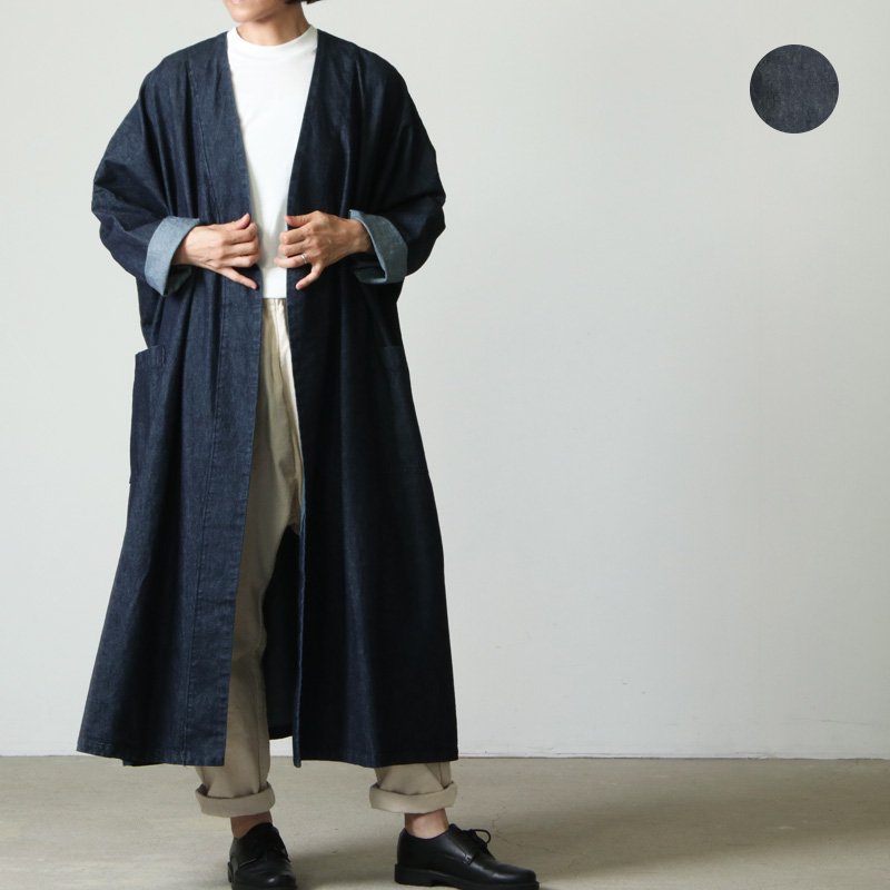 mizuiro ind (ミズイロインド) bio wash denim wide coat / バイオ