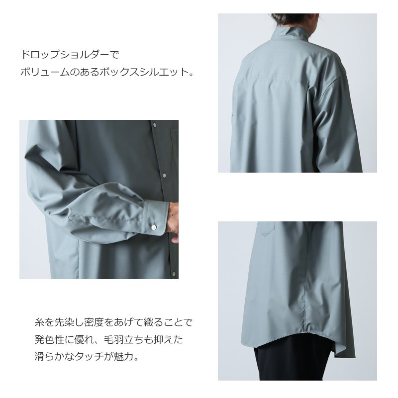 Graphpaper (グラフペーパー) Fine Wool Tropical Stand Collar Shirt