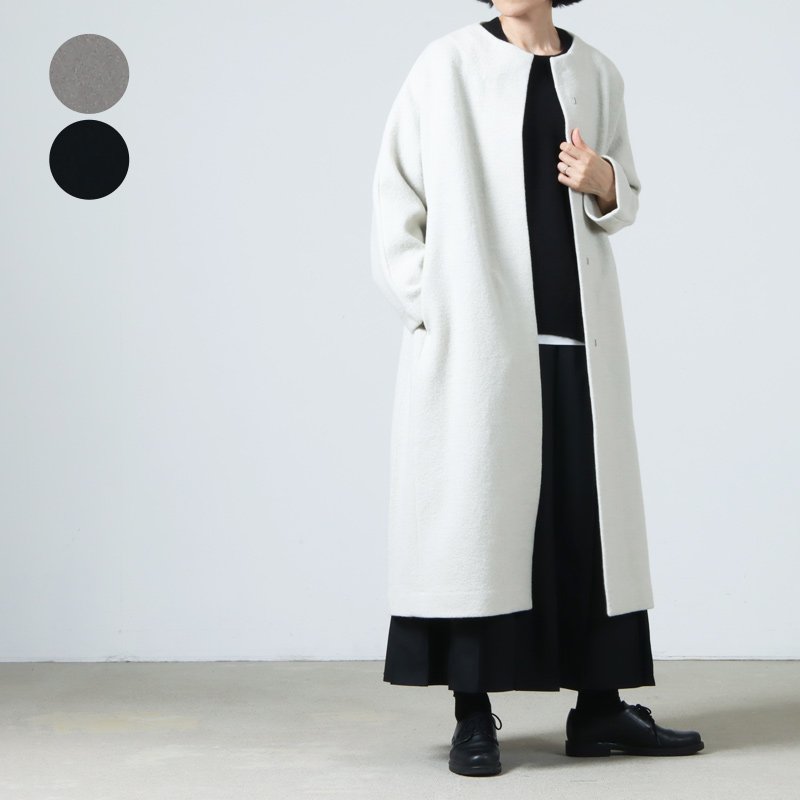 evameva (エヴァムエヴァ) press wool long coat / プレスウールロングコート