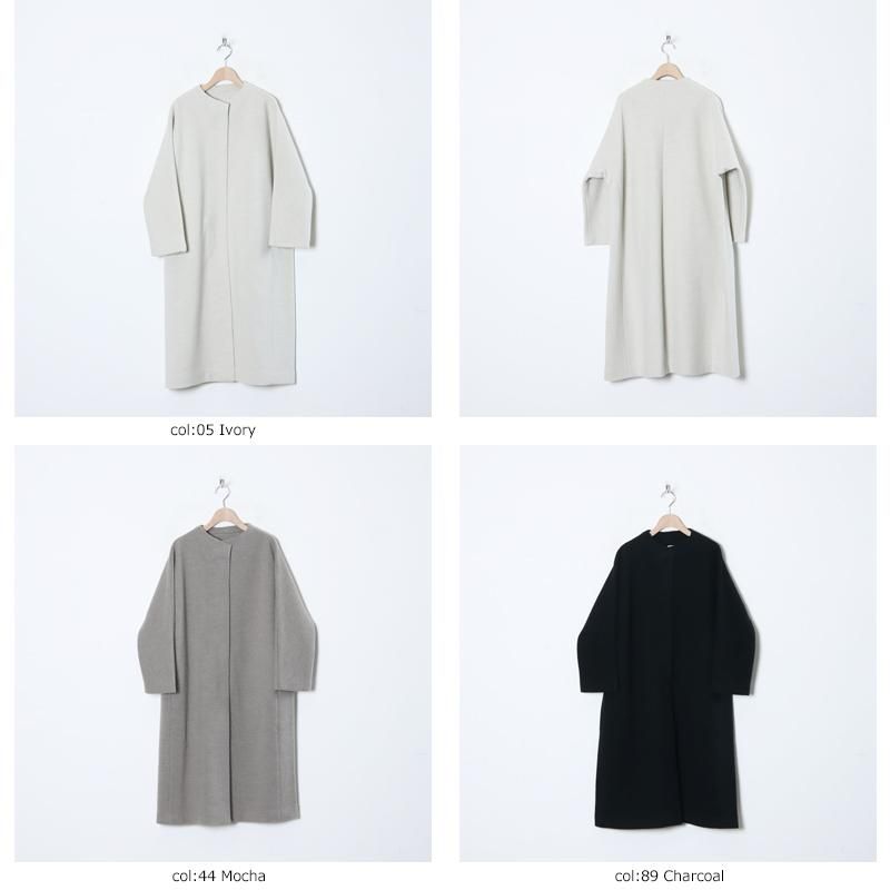 evameva (エヴァムエヴァ) press wool long coat / プレスウール