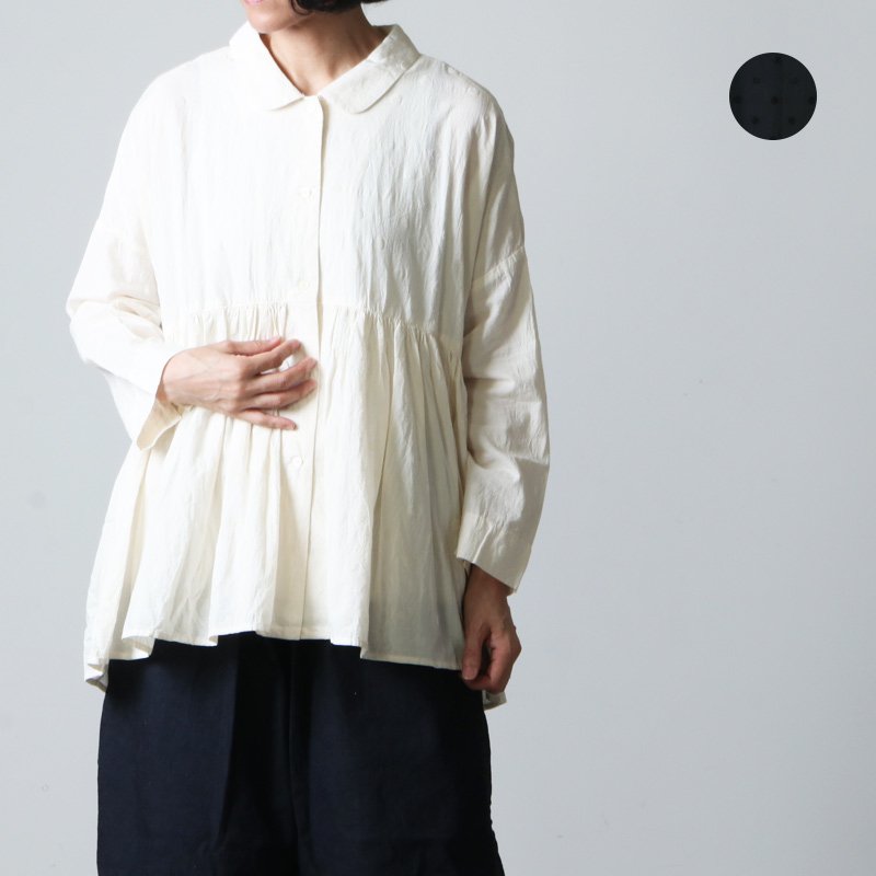 Gauze (ガーゼ) FADE DOT ROUND COLLAR TUNIC BLOUSE / フェイドドット