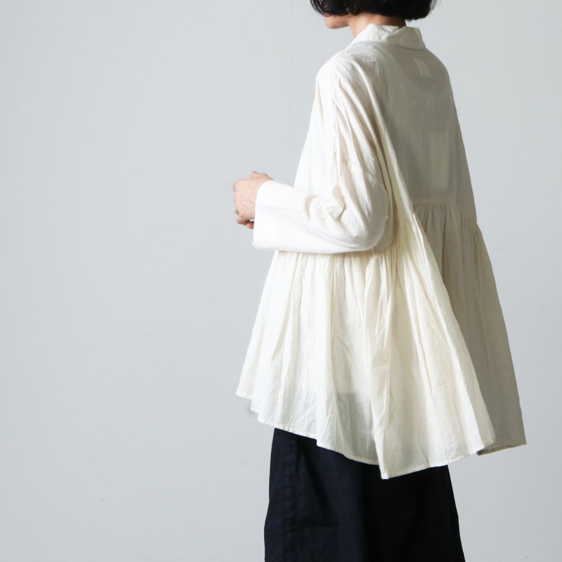 Gauze (ガーゼ) FADE DOT ROUND COLLAR TUNIC BLOUSE / フェイドドット