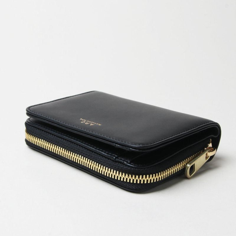 A.P.C. (アーペーセー) COMPACT EMMANUELLE Noir (Gold Logo&Zip) / ジップショートウォレット