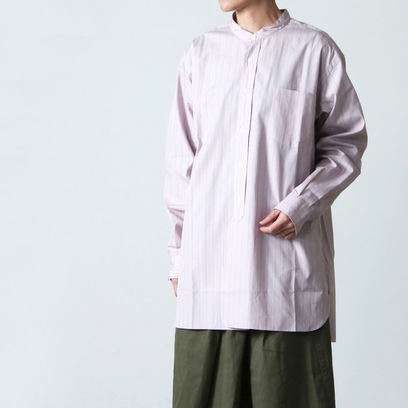 LENO (リノ) BAND COLLAR SHIRT STRIPE / バンドカラーシャツストライプ