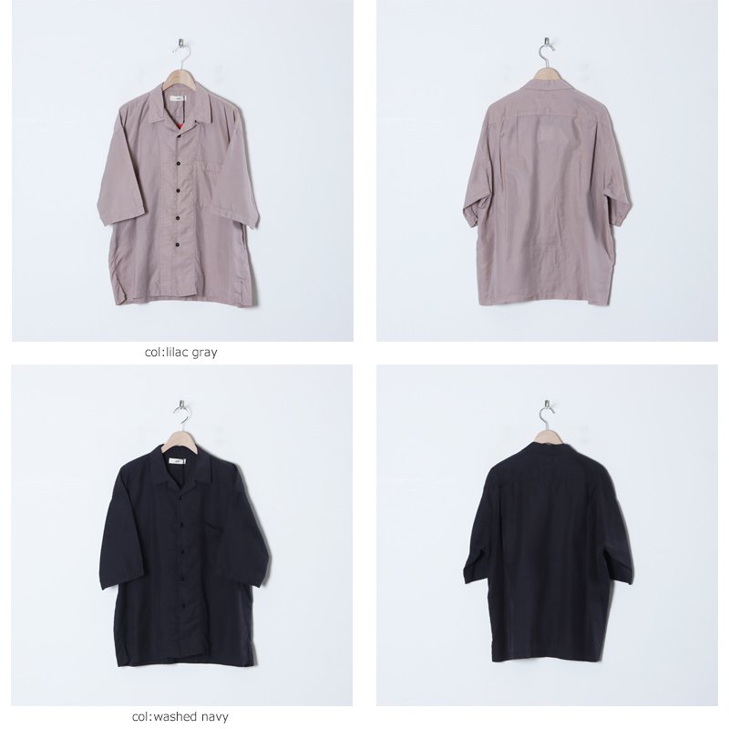 unfil (アンフィル) cotton & silk-twill short sleeve shirt