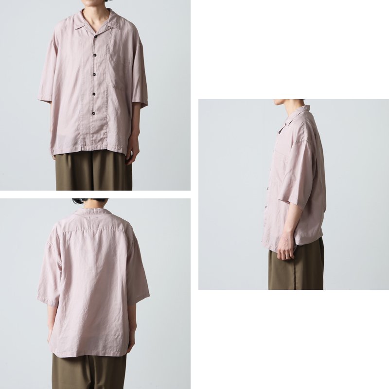 unfil (アンフィル) cotton & silk-twill short sleeve shirt / コットンシルクツイルショートスリーブシャツ