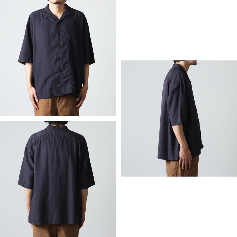 unfil (アンフィル) cotton & silk-twill short sleeve shirt / コットンシルクツイルショートスリーブシャツ