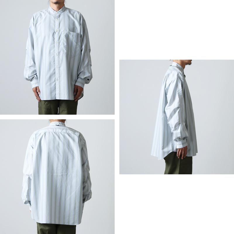 DAIWA PIER39 (ダイワピア39) TECH BAND COLLAR SHIRTS L/S STRIPE / テックバンドカラーシャツ  ロングスリーブストライプ
