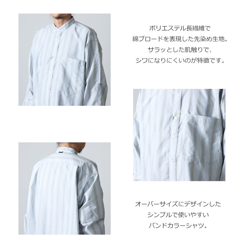 DAIWA PIER39 (ダイワピア39) TECH BAND COLLAR SHIRTS L/S STRIPE