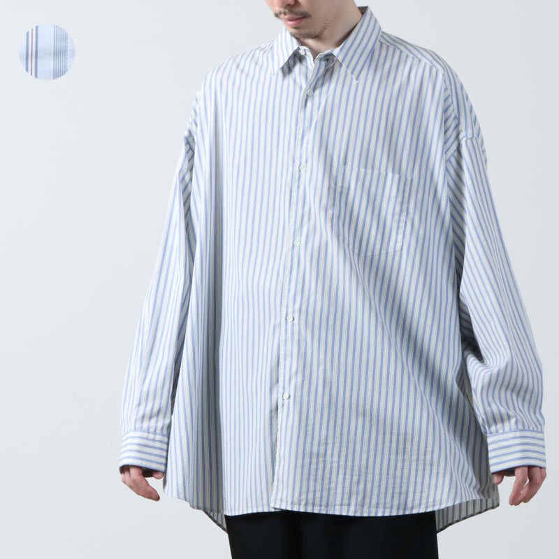 Graphpaper (グラフペーパー) Broad L/S Oversized Regular Collar Shirt Stripe /  ブロードロングスリーブオーバーサイズドレギュラーカラーシャツ