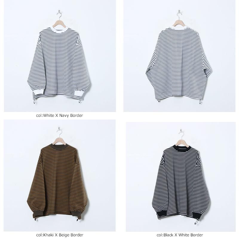 is-ness (イズネス) BALLOON STRIPES LONG SLEEVE T SHIRT