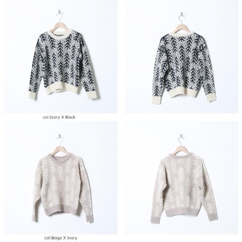 BATONER (バトナー) women CEDER JACQUARD MOHAIR CREW NECK