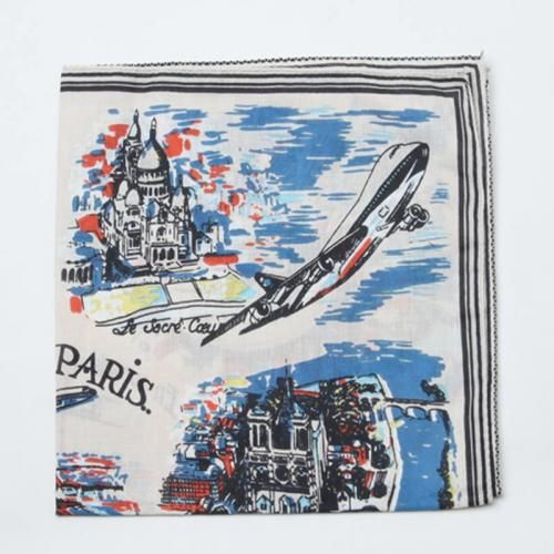 BINDU (ӥɥ) Bandana Cotton Voile / Paris Map -Natural Type / Х åȥܥ ѥꥹޥå ʥ