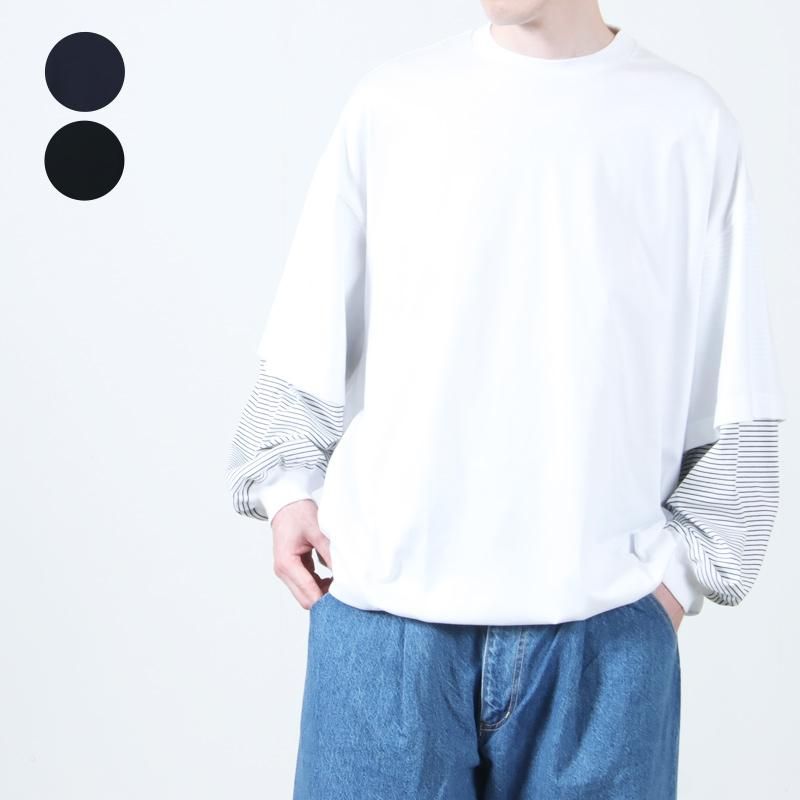 【24SS IS-NESS バルーンカラーブロックロングスリーブTシャツ】 is-ness BALLOON STRIPES LONG SLEEVE T SHIRT | M