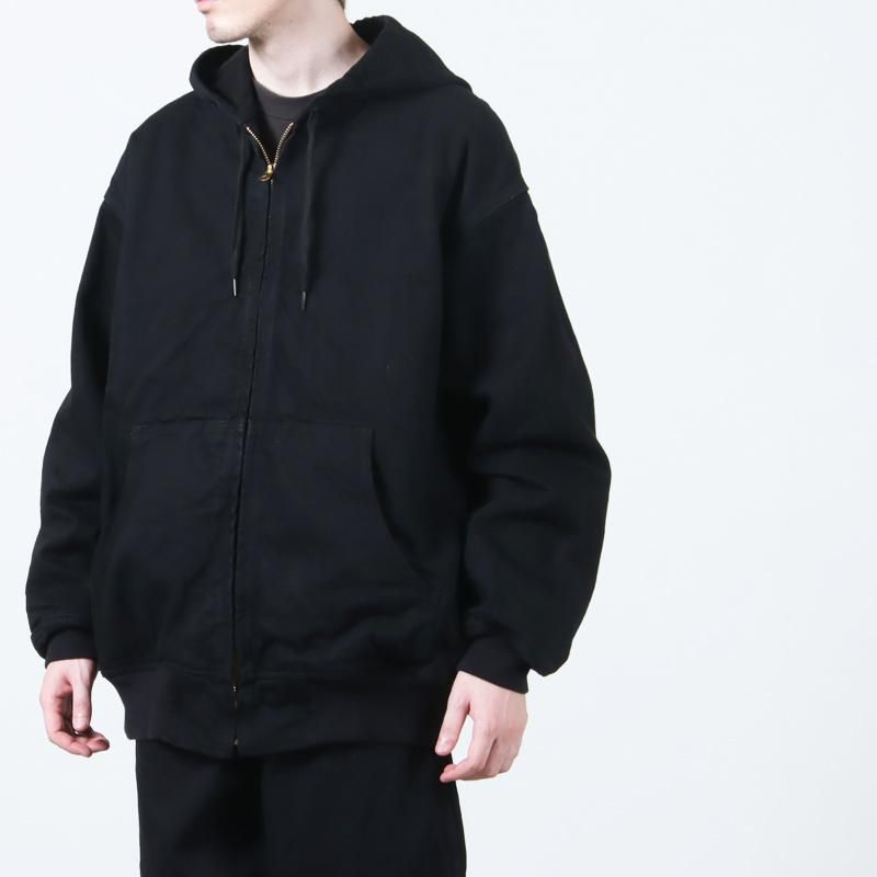 アンセルム パーカー + comoli デニムワークジャケット COMOLI 25AW 8月23日(土) 発売 . ブラックデニム ジップパーカ