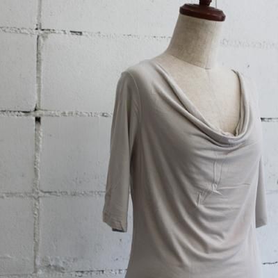 FIRATURES DU LION ドレープネック5分袖カットソー col:BEIGE