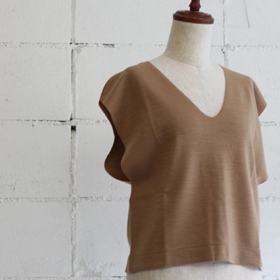PULETTE Wool Jersey Top col:CAMELCHARCOALNAVY
