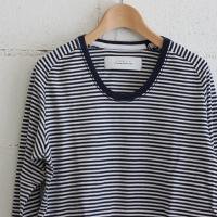 Curly LS RING BORDER Tee col:WHITE/NAVY