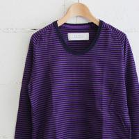 Curly LS RING BORDER Tee col:PURPLE/NAVY